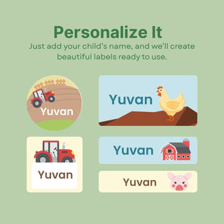 Personalized Name Labels Combo - Farm - Pack of 54 (PREPAID ORDER)