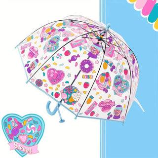 Premium Quality Candy Theme Printed Transparent Umbrella For Kids
