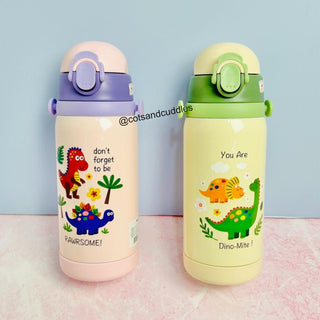 Double Cap Dinosaur Stainless Steel Water Bottle - 450ml