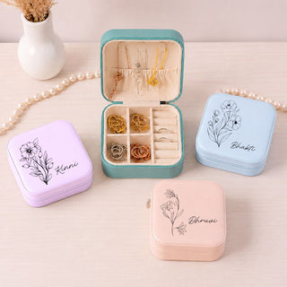 Personalised Jewellery Box - Black Flower - Square (PREPAID ONLY)