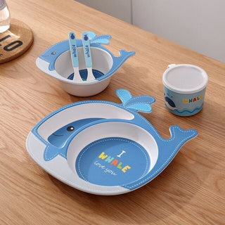 Monkey Bamboo Fiber 5 Piece Feeding Set - 100% bamboo No Plastic (Mix Design)(Pack Of 5/10)(Prepaid Only)