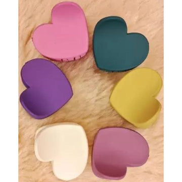 Heart Shaped Small Clutcher Hair Clip for Kids (3pc)