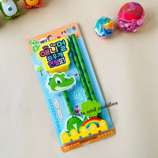 Jungle Friends Pencil & Eraser Set for Kids (Random)
