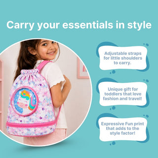 Cute Cartoon Themed Kids Swimming Bag with Shoe Pocket (UNICORN)