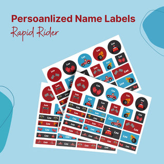 Personalized Name Labels Combo - Rapid Rider - Pack of 54 (PREPAID ORDER)