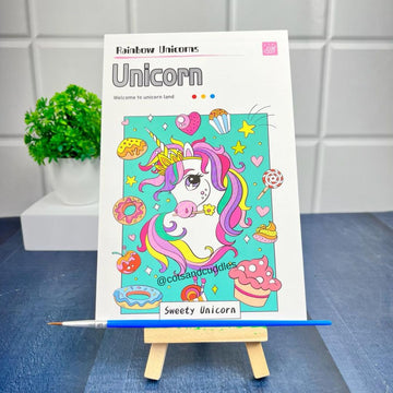 Doodle Delights: Compact Drawing Book with 6-Color Strip and Paintbrush (Unicorn)