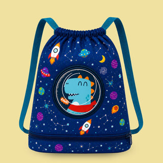 Cute Cartoon Themed Kids Swimming Bag with Shoe Pocket (DINO)