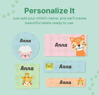 Personalized Name Labels Combo - Zoo Party - Pack of 54 (PREPAID ORDER)