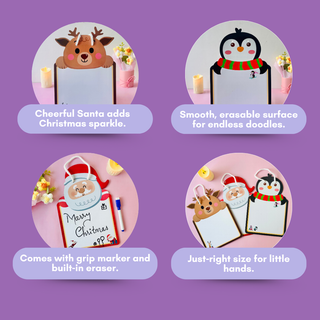 Pack of 12 | Cots and Cuddles Christmas Design Write and Wipe Board for Kids