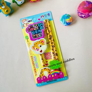 Jungle Friends Pencil & Eraser Set for Kids (Random)