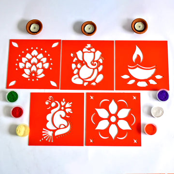 Diwali DIY Rangoli Kit - Set Of Five Stencil
