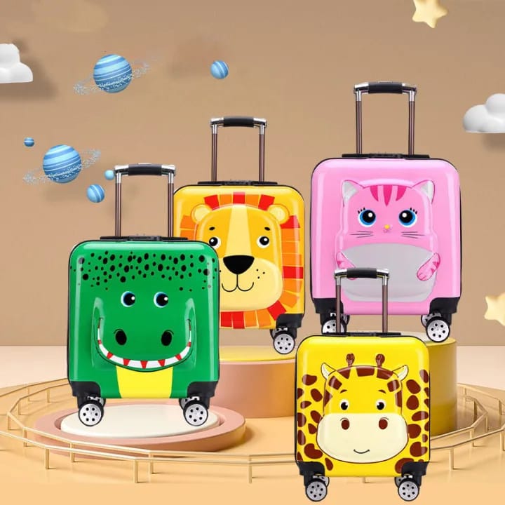 Roaming Zoo: Animal Faces Trolley Bag for Kids with Password Lock