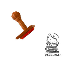 Book stamp - little miss Bookworm (PREPAID ONLY)