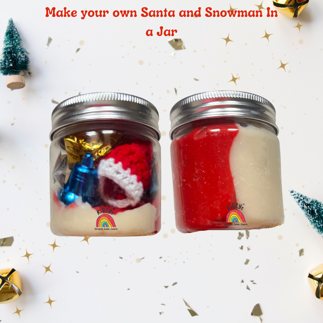 Christmas Snowman & Santa Playdough jar - organic, taste safe and handmade peppermint scented playddough