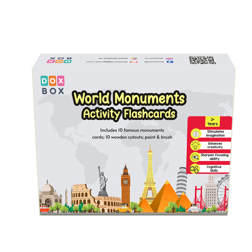 World Monuments flashcards with Activity / World Monuments Activity Book with Wooden Monuments.