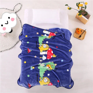 Premium Quality Cartoon Printed Fur Material Warm Blanket for Kids Baby Dino (100x130cm)