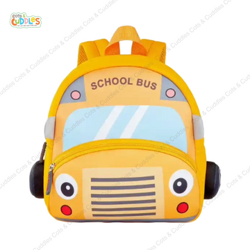 Cute Cartoon Bus Soft Plush Backpack with Front Pocket for Kids (Orange)