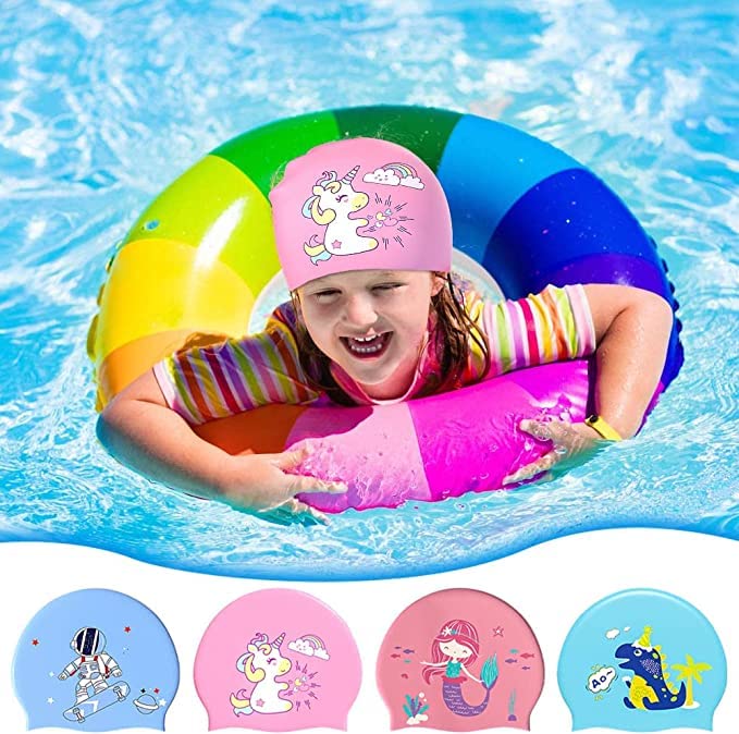 Dive into Adventure with Mermaid, Unicorn, Dino, and Astronaut Theme Swimming Cap for Kids