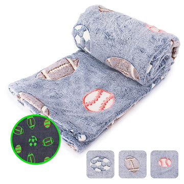 Premium Super Soft Warm Cozy Furry Blanket Glow in The Dark (175CM X 122CM) (Football)