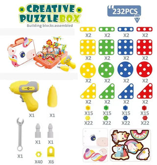 Creative Puzzle Box – 232 Pcs DIY STEM Building Blocks Set for Kids (3+ Years)