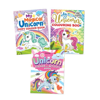 My Unicorn Books Pack - Unicorn Sticker and Activity Book, Copy Colour and Colouring Books