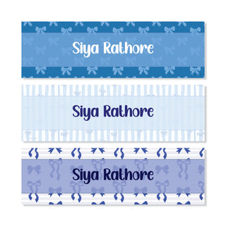 Waterproof Name Labels - Blue Bow Bliss - Pack of 90 labels - (PREPAID ONLY)