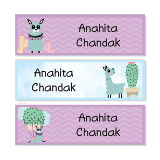 Waterproof Name Labels - Happy Llamas - Pack of 90 labels - (PREPAID ONLY)