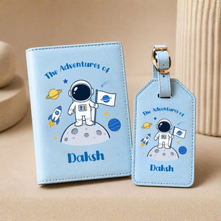 Personalized Passport Cover & Luggage Tag  for Kids | Custom Name Travel Accessories (Planet Explorer) (PREPAID ONLY)