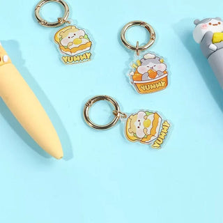 Kawaii Character Bestie Charm Gel Pen | Cute Topper Pen with Keychain 2pc  (Random)