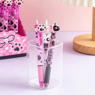 Kawaii 3D Topper Ball Pen – Pink Bunny, Heart & Paw Print | Kids Stationery