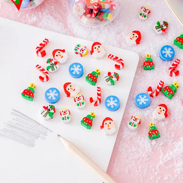 Christmas Themed Mini erasers in Transparent Ball
