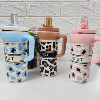 600ML Stylish Printed Water Bottle with Handle & Straw Lid