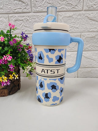 600ML Stylish Printed Water Bottle with Handle & Straw Lid