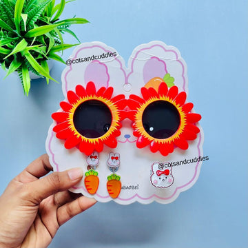 Flower Design Sunglasses with Cute Ring and Earclip