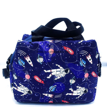 Premium Quality Baby Animals Printed Large Capacity Mesh Padded Lunch Bag: Spacious, Stylish, and Versatile with Adjustable Strap (Space)