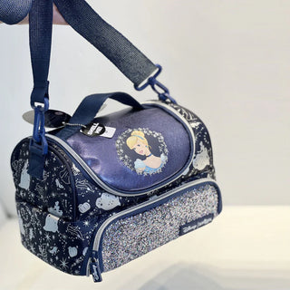 Disney Princess Cinderella Lunch Bag | Insulated Dual Compartment with Glitter & Shoulder Strap