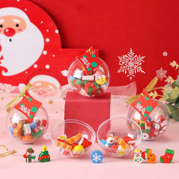 Christmas Themed Mini erasers in Transparent Ball