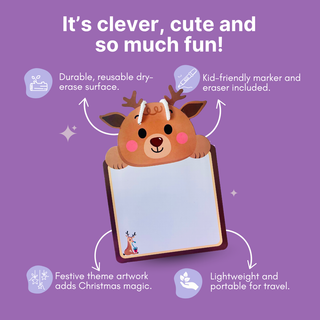 Pack of 3 | Cots and Cuddles Christmas Design Write and Wipe Board for Kids