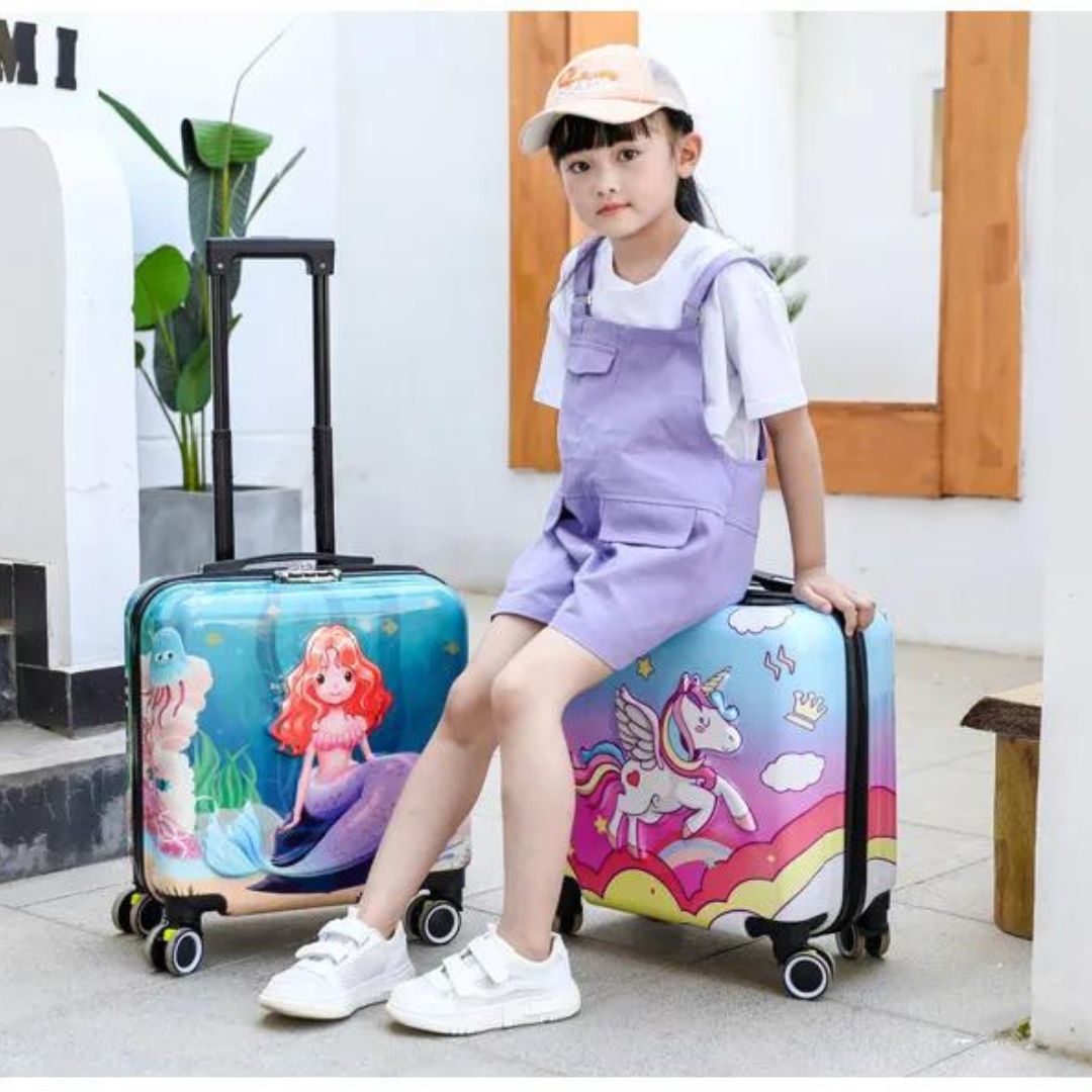 Space Mermaid Unicorn Theme Trolley Bag for Kids A Fun and Secure Travel Companion (Prepaid Only)