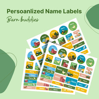 Personalized Name Labels Combo - Barn Buddies - Pack of 54 (PREPAID ORDER)
