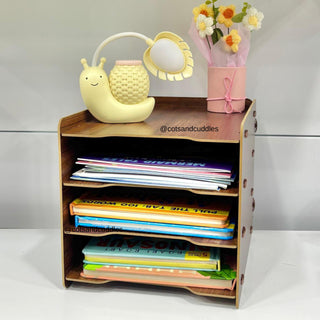 4 Layer Wooden Assembling Documents Storage Organizer for Home & Office