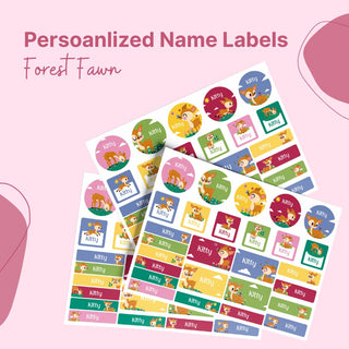Personalized Name Labels Combo - Forest Fawn - Pack of 54 (PREPAID ORDER)
