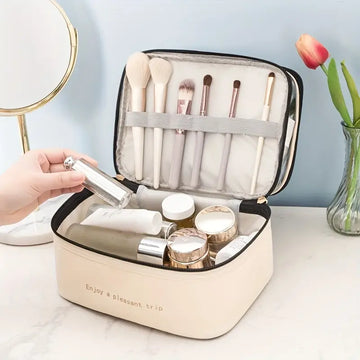 Double-Layer Square Cosmetic Bag - Your Stylish Travel for Beauty On-the-Go