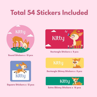 Personalized Name Labels Combo - Forest Fawn - Pack of 54 (PREPAID ORDER)