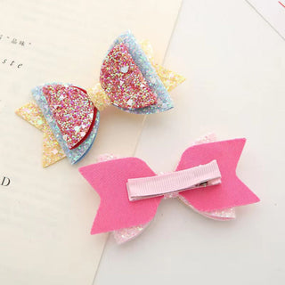 Sparkly Glitter Bow Hair Clips For Kids 1pc