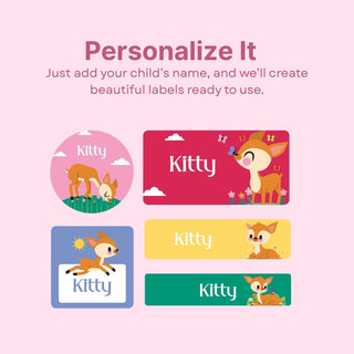 Personalized Name Labels Combo - Forest Fawn - Pack of 54 (PREPAID ORDER)