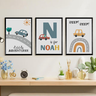 Personalized Name Wall Art Frame Set of 3 Home Decor (Adventure)