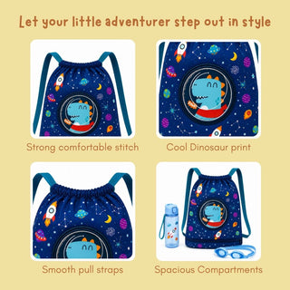 Cute Cartoon Themed Kids Swimming Bag with Shoe Pocket (DINO)