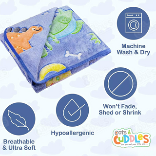 Premium Super Soft Warm Cozy Furry Blanket Glow in The Dark (5.5ft x 6.5ft) (Dino)