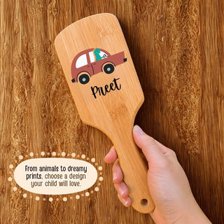 Personalized Wooden Hair Brush for Kids - Car (PREPAID ONLY)